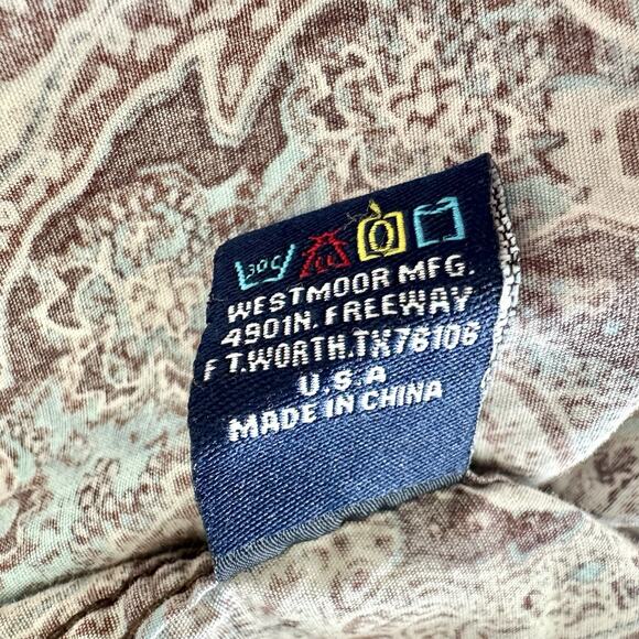 Panhandle Shirt Men’s XXL Button Down Blue Brown Short Sleeve Western Paisley - Picture 12 of 13